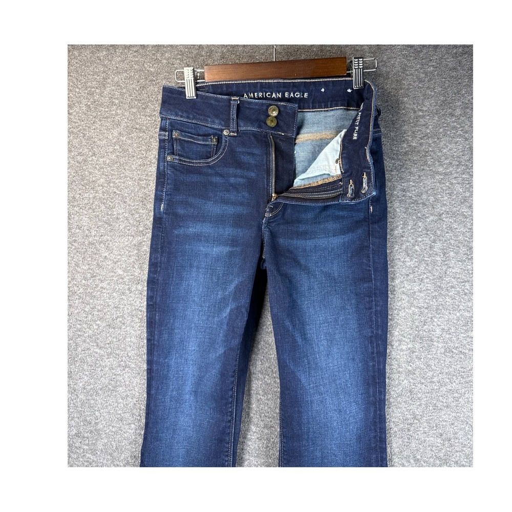 American‎ Eagle Hi-Rise Artist Flare Jeans Dark Wash Double Button Size 4 Short
